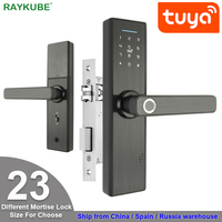 RAYKUBE Wifi elektroniczny zamek do drzwi z aplikacją Tuya zdalnie/biometryczny odcisk palca/karta inteligentna/hasło/klucz odblokuj FG5 Plus 1